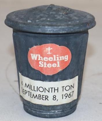Wheeling Steel 4 Millionth Ton Commemorative Fluted Trash Can Paperweight (1 of 3)