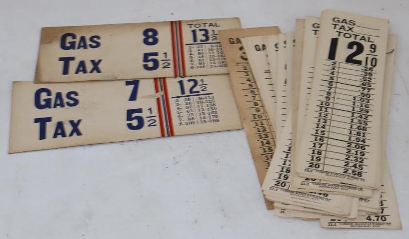 Group of 89 Early Gas Pump Pricer Box Inserts (1 of 2)