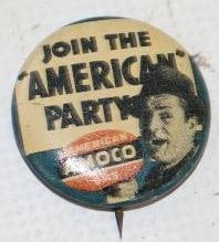 Amoco Join the "American" Party Gas and Oil Advertising Pin Back Badge: 1" x 1"