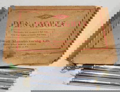 Hipco Cardboard Countertop Advertising Display with 14 Pen Lights: The display has tears. 8" x 6" x 1"