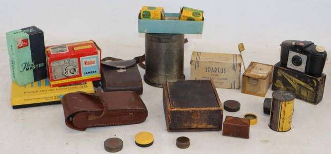 Group of 20 Camera and Film Related Items: Largest is 8.5" x 6" x 1.5"