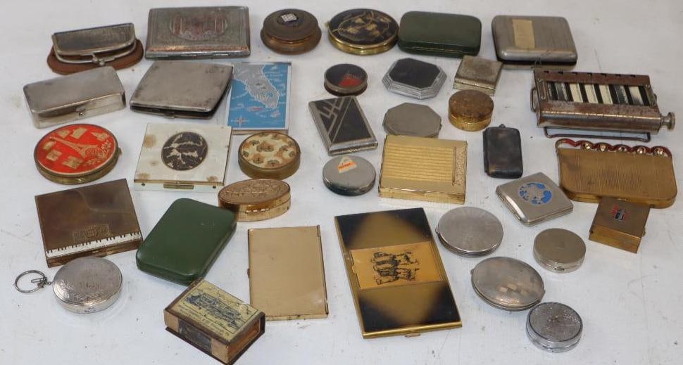 Group of 36 Pill, Makeup, Keys, and Cigarette Containers: 4.5" x 3" x 1"