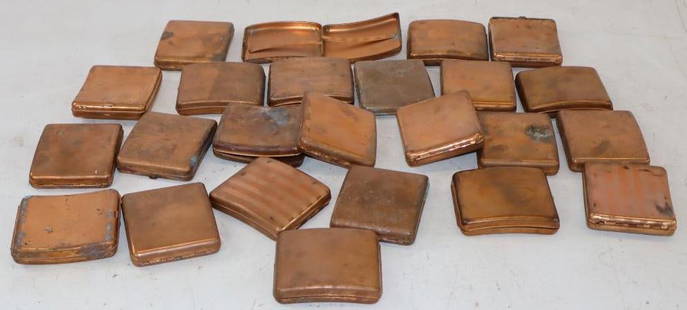 Group of 24 Copper Cigarette Holders: 3.5" x 3" x 0.75" each