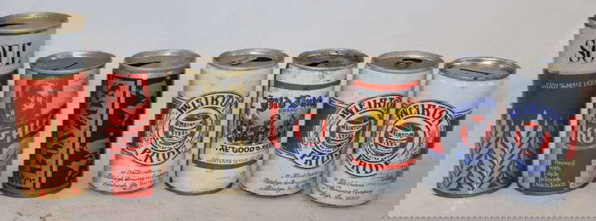 Group of 8 Old Dutch, Iron City, Bonzo's, Soul, Bob's, and Koehler Beer Cans: Largest is 16oz.