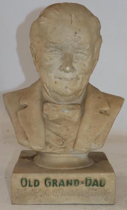 Old Grandad Whiskey Advertising Bust: 6" x 5" x 12"