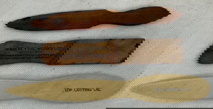 Group of 3 Waverly Oil Works, and Oak Motor Oil Letter Openers: Largest is 8" x 1"