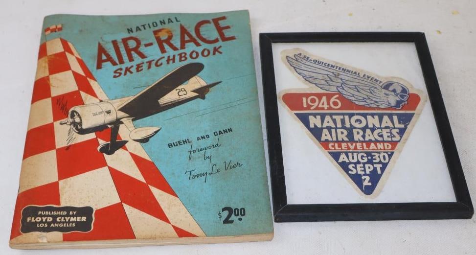 Group of 2 National Air Race Sketch Book, and 1946 Advertisement: Largest is 11" x 8.5"