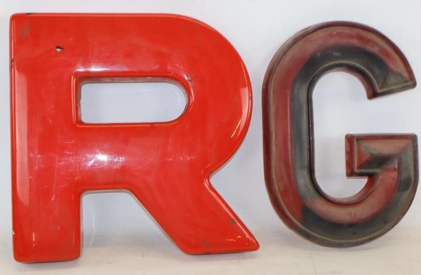 Group of 2 Plastic G and R Advertising Letter: Largest is 17" x 17" x 2"