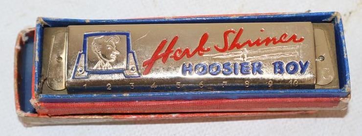 Herb Shriners Hoosier Boy Harmonica in Original Box: 4" x 1" x 1"