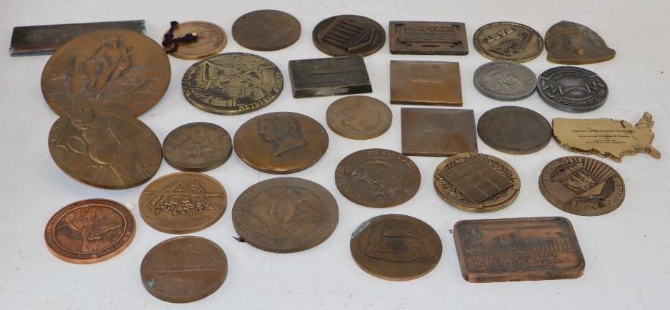 Group of 29 Different Bronze Advertising Paperweights (1 of 6)