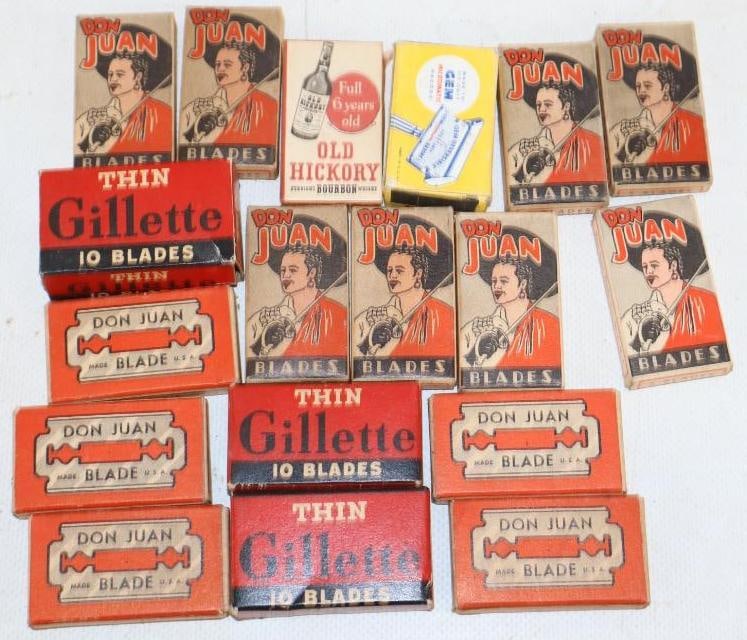 Group of 18 Don Juan, Gem, Old Hickory, and Gillette Razor Blades in Original Boxes (1 of 3)