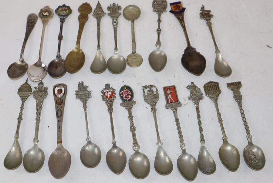 Group of 21 Souvenir Advertising Spoons: Largest is 4.75" long