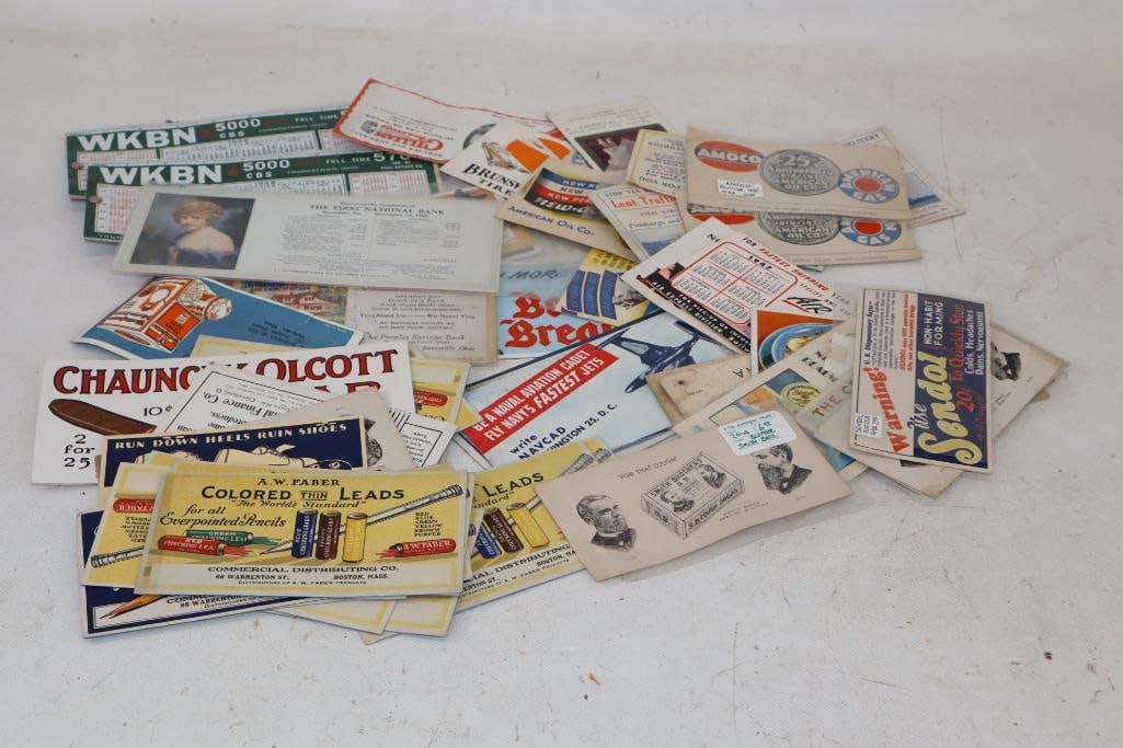Large Group of Advertising Ink Blotters: Largest is 7" x 3.5"