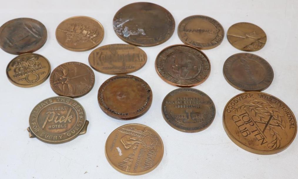 Group of 14 Brass Advertising Paperweights (1 of 5)