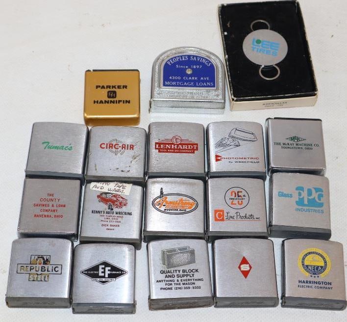 Group of 18 Advertising Zippo and Zippo Style, Measuring Tapes, and Keychain (1 of 4)