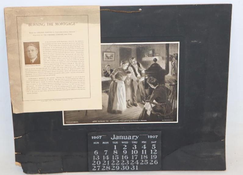 1907 "Burning the Mortgage" From The Painting by Fletcher C. Ransom Advertising Calendar (1 of 2)