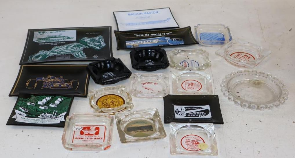 Group of 19 Glass Advertising Ashtrays (1 of 6)