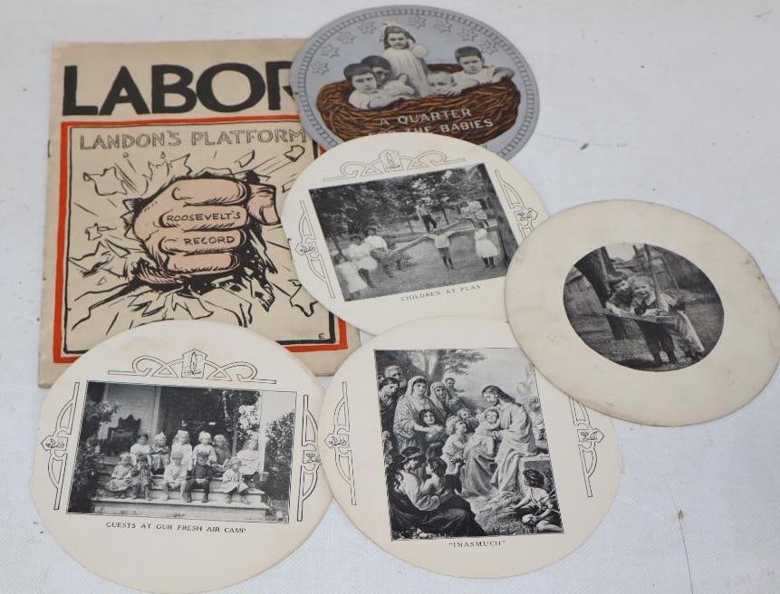 Group of 2 - 1909 A Quarter for Babies & 1930's Roosevelt Propaganda Booklets: Largest is 9" x 6"