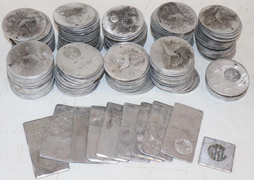 Group of 201 Aluminum Forged Medallions: 2" x 2" each