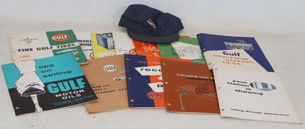 Group of 12 Gulf, Service Station, Maintenance Catalogs & Attendant Hat: Largest is 8.5" x 11"