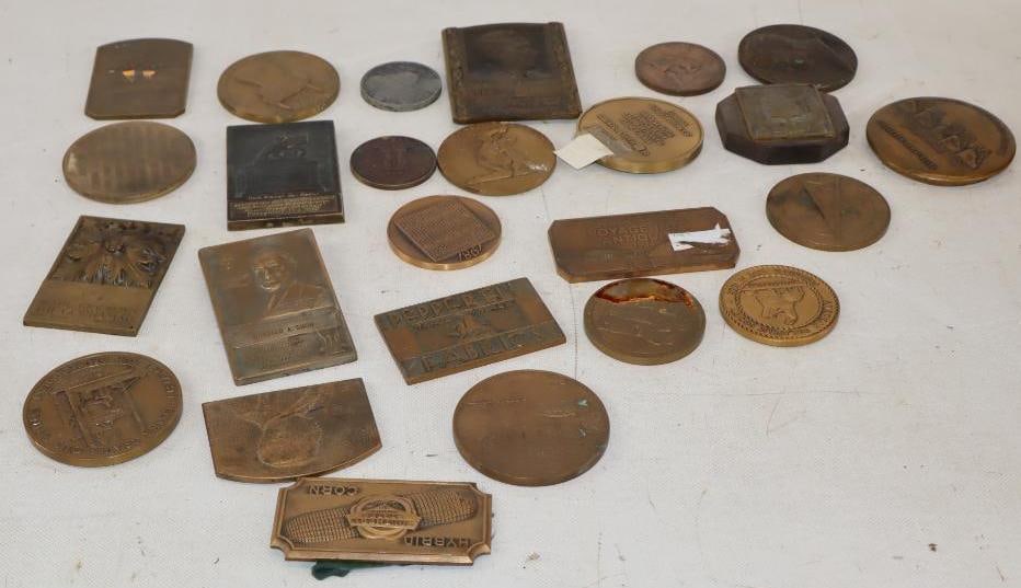 Group of 25 Copper & Brass Advertising Paperweights (1 of 5)