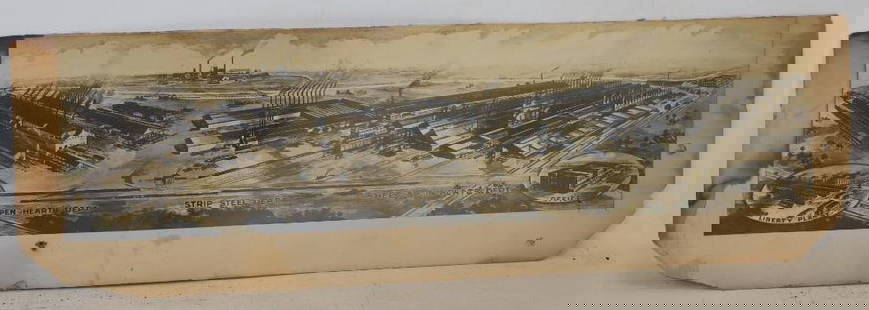 1920's Cardboard Yard-long Printed Picture of Liberty Steel Industries from Youngstown Ohio: 40" x 12", has some deterioration & staining