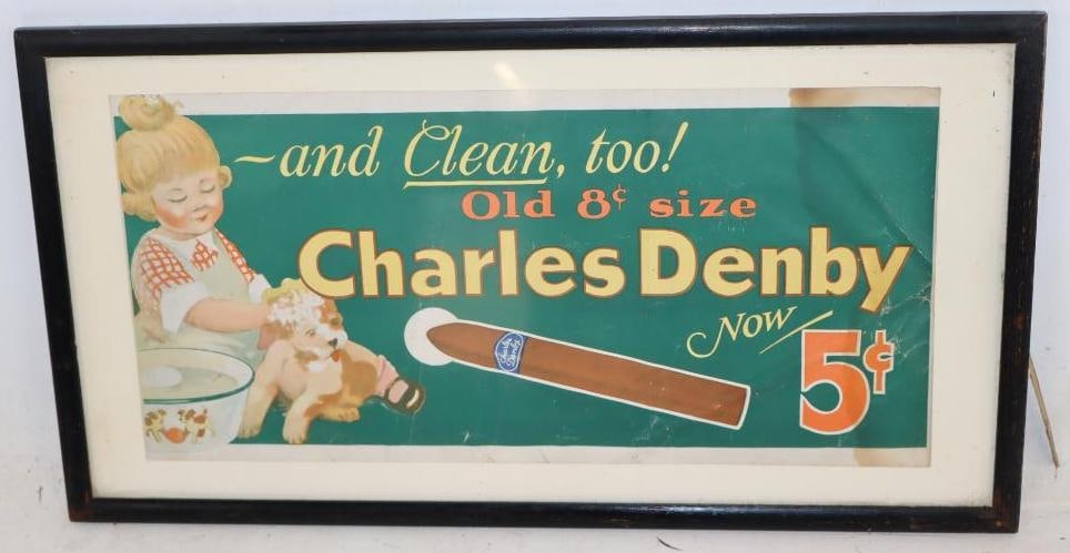 Charles Denby 5 Cent Cigar Framed Paper as Advertisement (1 of 2)