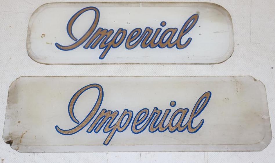 Group of 2 Atlantic Imperial Plastic Gas Pump Advertising Inserts (1 of 2)