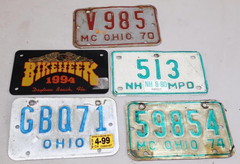 Group of 5 Motorcycle and Bike Week Booster License Plates (1 of 2)