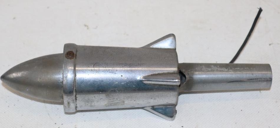 Rocket Shaped Aftermarket Hood Ornament: 8" x 2" x 2"