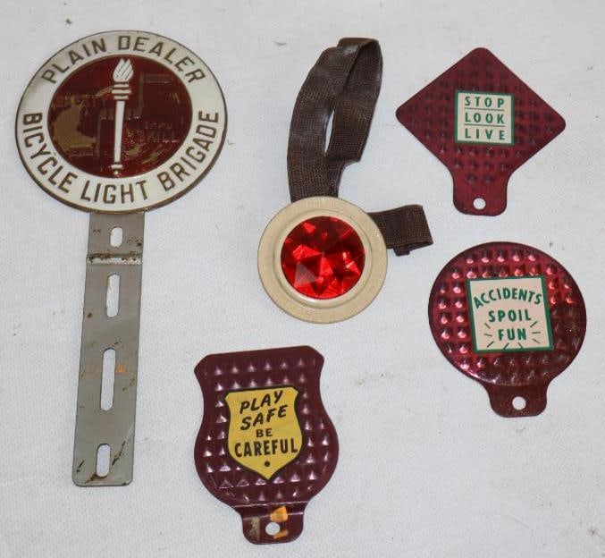 Group of 5 Bicycle License Plate Toppers and Jeweled Reflector (1 of 2)