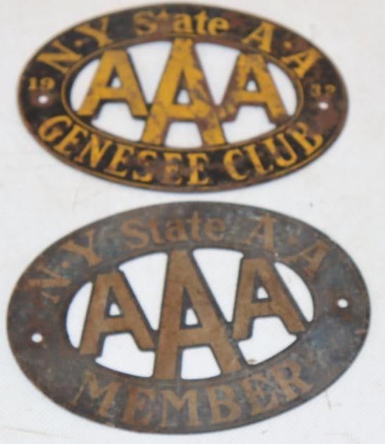 Group of 2 1930's New York AAA Die Cut Radiator Badges (1 of 2)