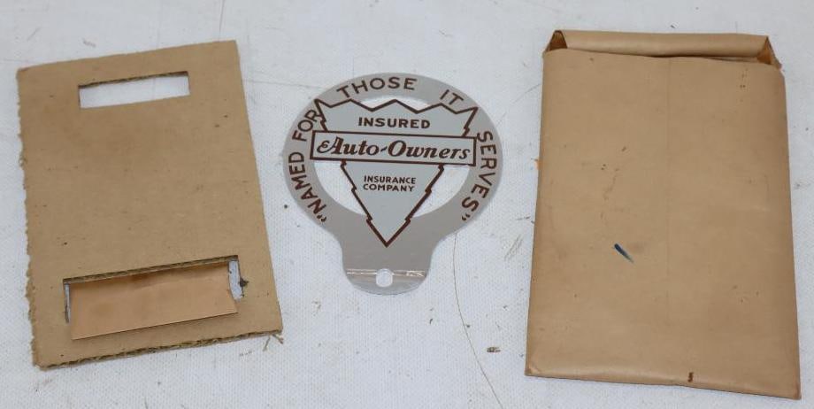 Insured Auto Owners Die Cut NOS License Plate Topper with Original Packaging (1 of 2)