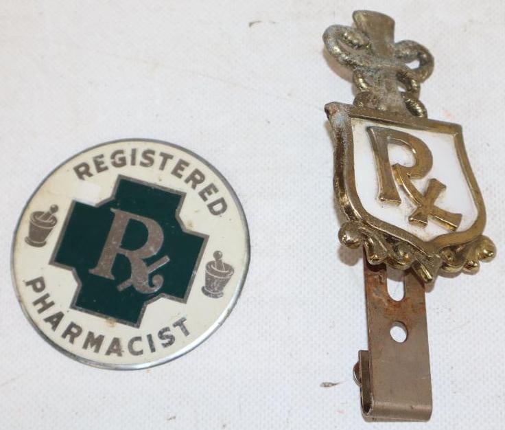 Group of 2 Registered Pharmacist License Plate Topper and Radiator Badge (1 of 2)