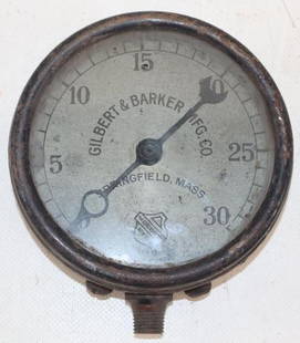 Gilbert and Barker Mfg Pressure Gauge: 4.5" x 4.5" x 1.75"