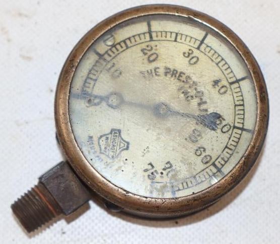 Brass The Prest-o-Lite Company Pressure Gauge: 2.75" x 3.5" x 1"