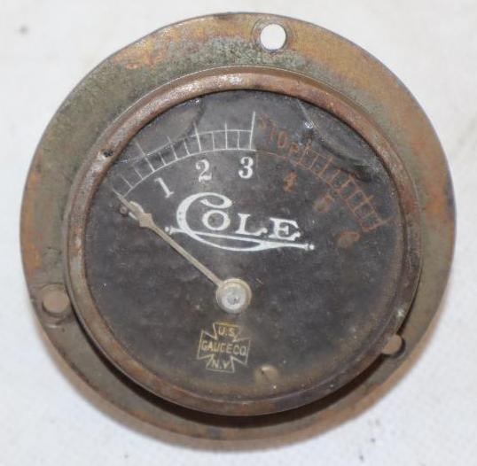 Early Cole Motor Car Co Dash Gauge: 2.5" x 2.5" x 2"
