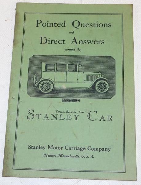 Stanley Motor Carriage Company Twenty Seventh Year Car Q&A Informative Booklet: 6" x 9"