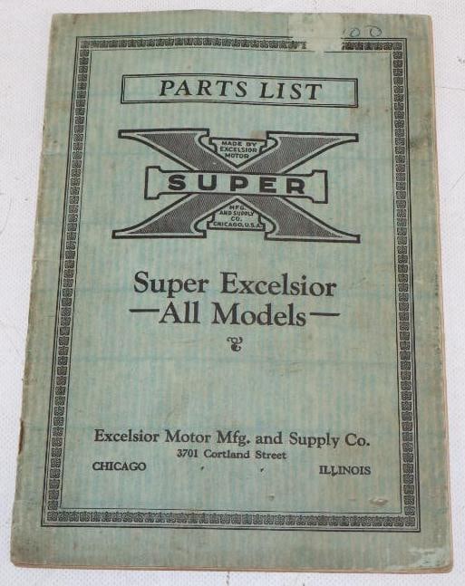 1920's Super Excelsior Motorcycle All Models Parts List Book: 7" x 10"