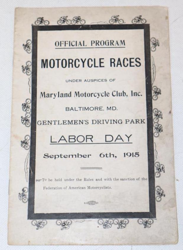 1915 Maryland Motorcycle Club Labor Day Race Program (1 of 6)