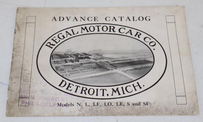 1910's Regal Underslung Motor Car Co Advance Catalog: 10" x 7"