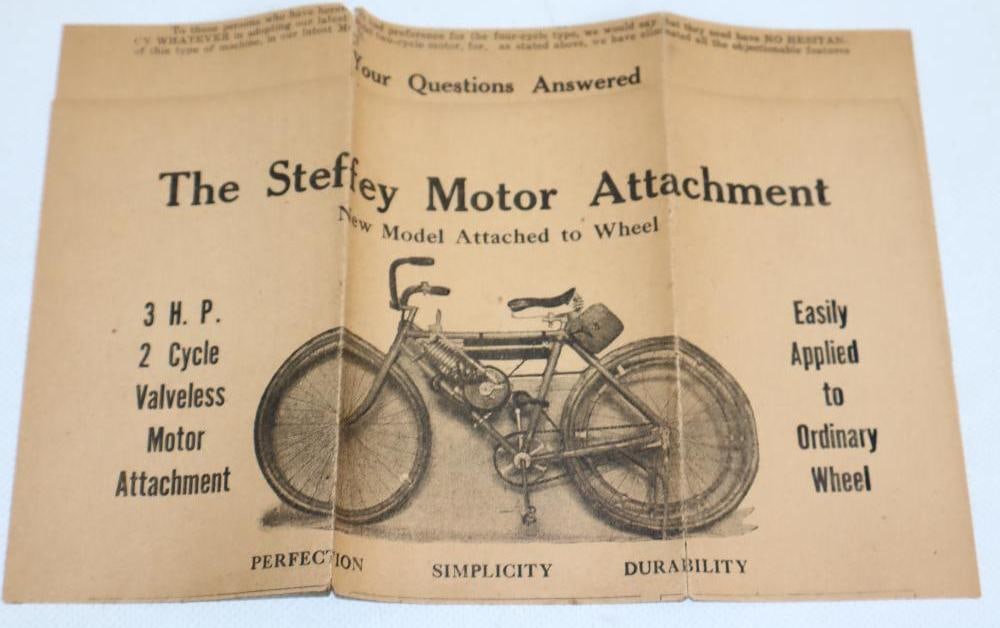 The Steffey Bicycle Motor Attachment 3 HP Valveless Motor Attachment Paper Advertisement (1 of 4)