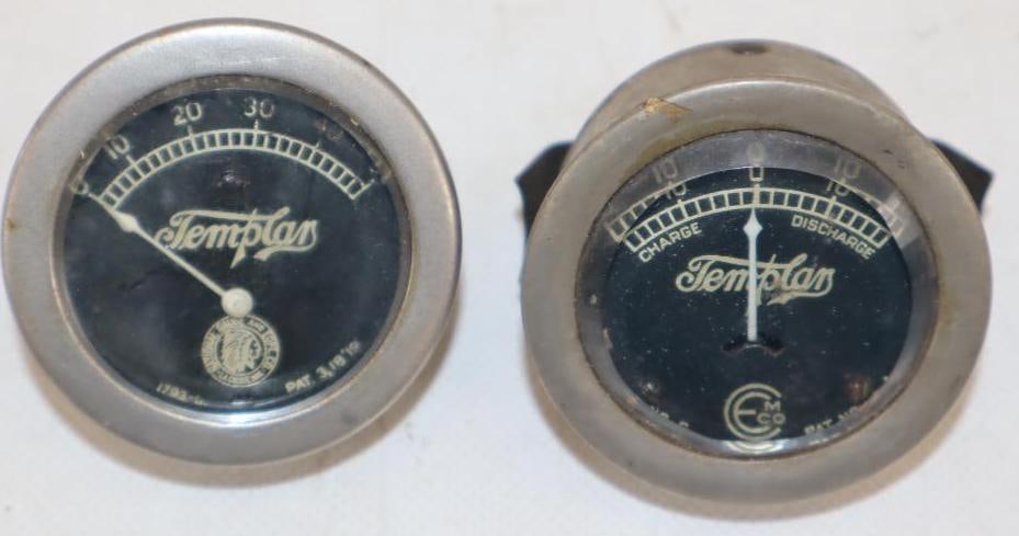 Group of 2 Templar Automotive Dash Gauges: largest 2.75" x 2.75" x 2"