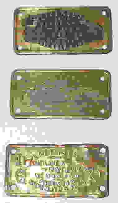 Group of 3 Brass Embossed Selden Tags