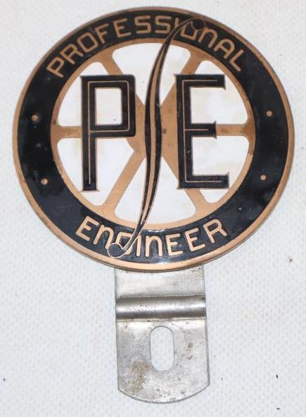 Professional Engineer Cloisonne License Plate Topper: 3.25" x 4.5"