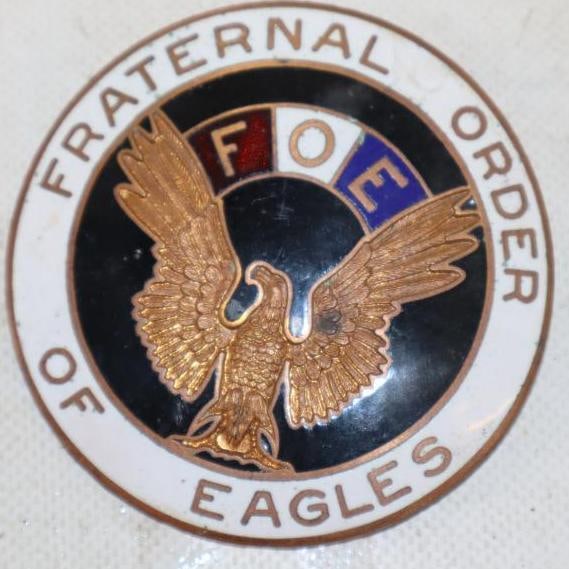 Fraternal Order of Eagles Cloisonne Emblem Badge: 3" x 3"