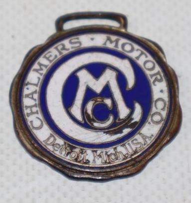 Chalmers Motor Car Co Cloisonne Watch Fob: 1.25" x 1.25"