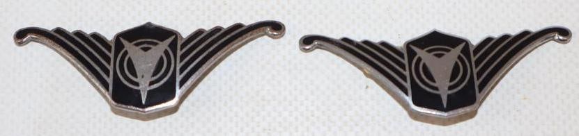 Group of 2 1932 Nash Motor Car Co Headlight Emblems: 2.25" x 1" each