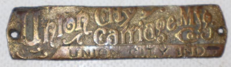 Union City Carriage Mfg Brass Identification Tag (1 of 2)