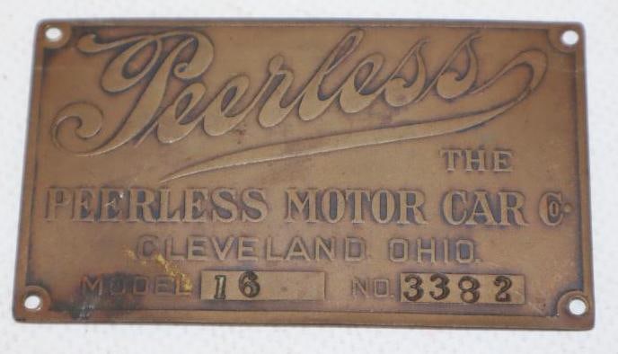 Brass Peerless Motor Car Co Data Tag (1 of 2)
